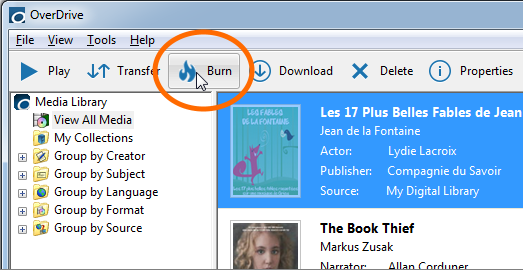 Burn audio books to cd